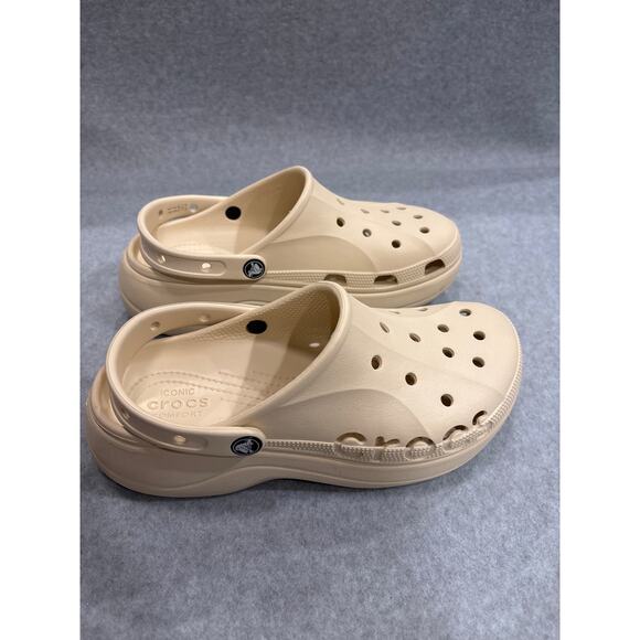 Crocs Baya Women's Size 10 Cream Lightweight Waterproof Slides Sandals Clogs - Picture 6 of 9